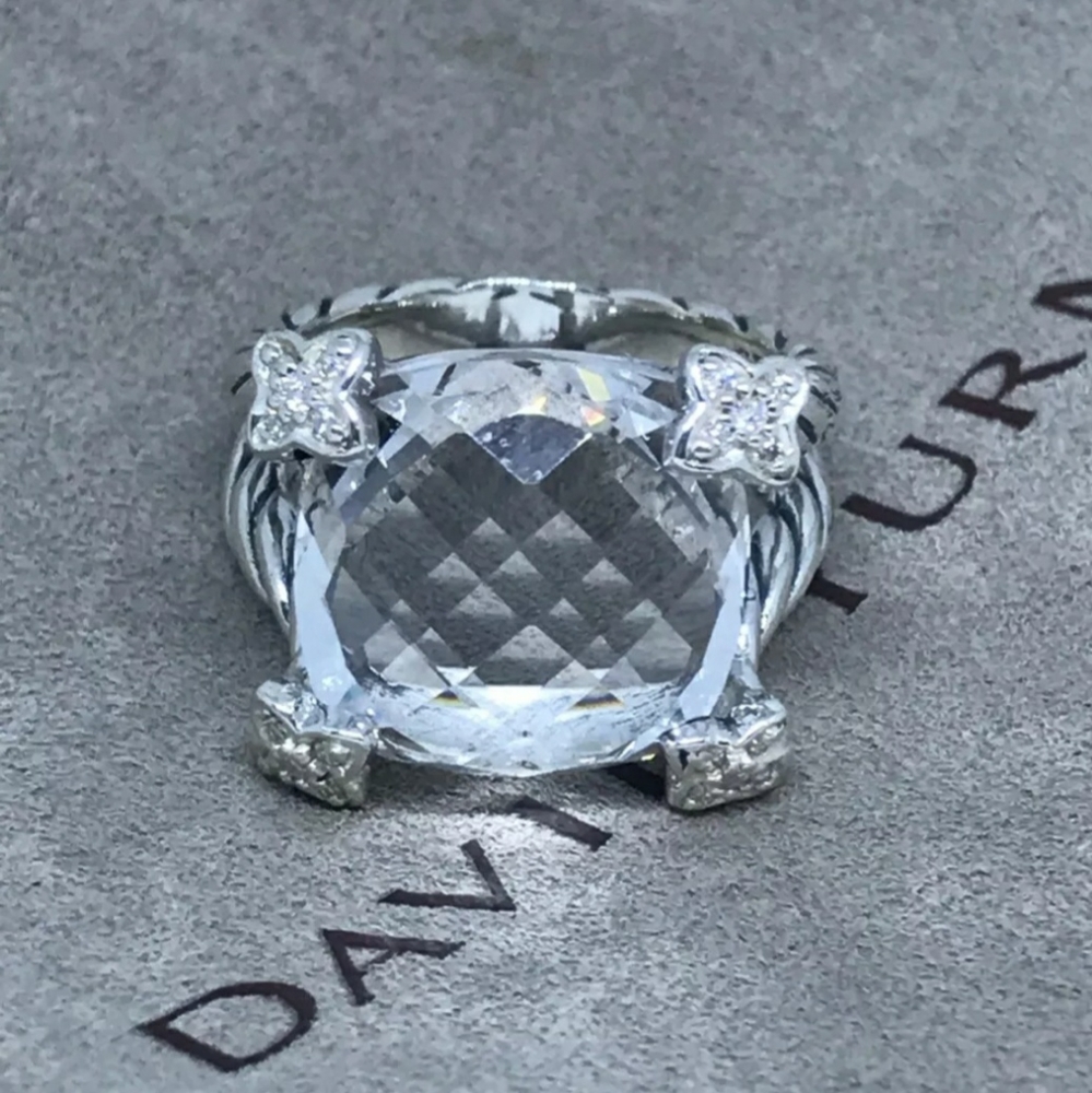❣️SOLD❣️David Yurman - White Topaz & Diamond Ring - Picture 1 of 8